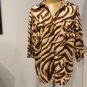 Linen animal print shirt Size 16W